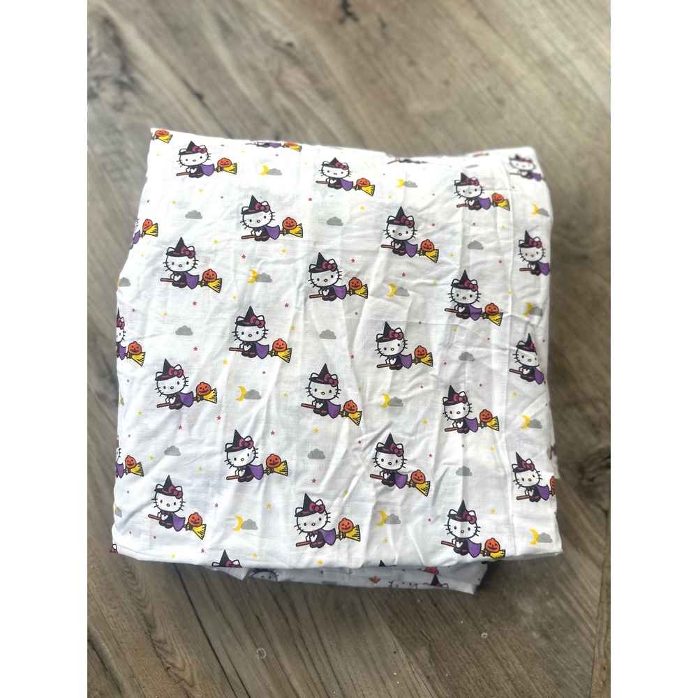 Hello Kitty Halloween Queen Flat Sheet Sanrio Witch Pumpkin Kawaii Cotton Fall
